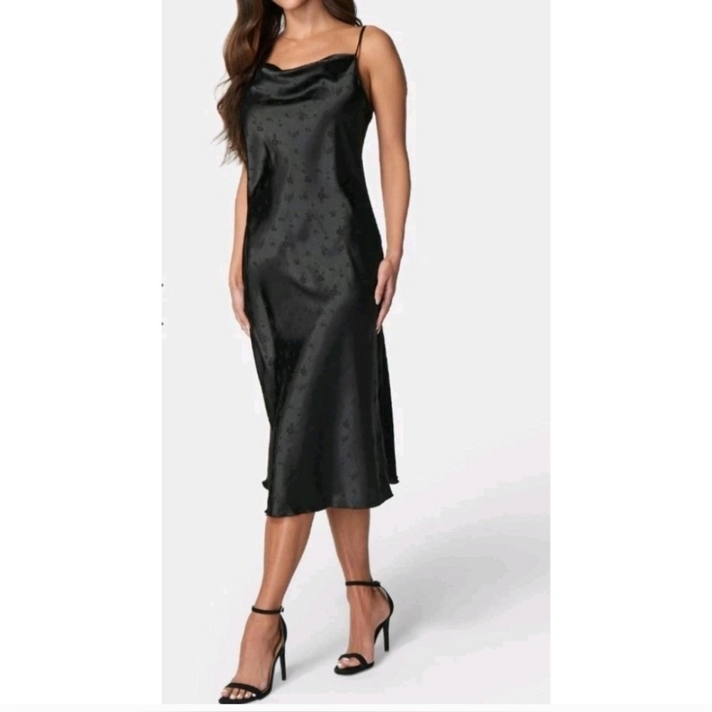 Bebe Jacquard Midi Slip Dress